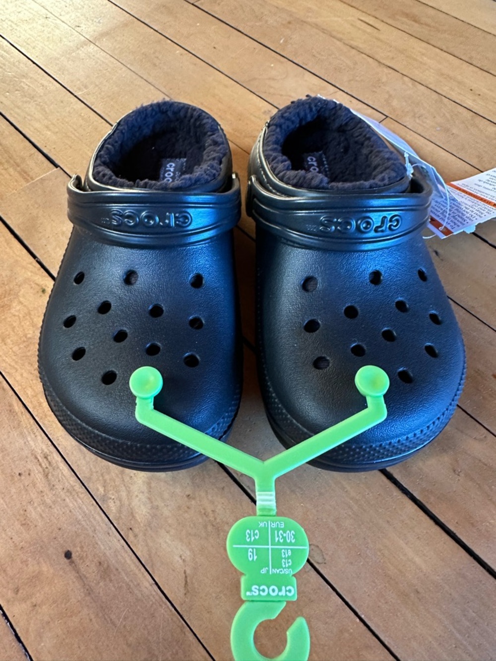 CROCS Kids Black Fleece-Lined Crocs - Picture 2 of 2